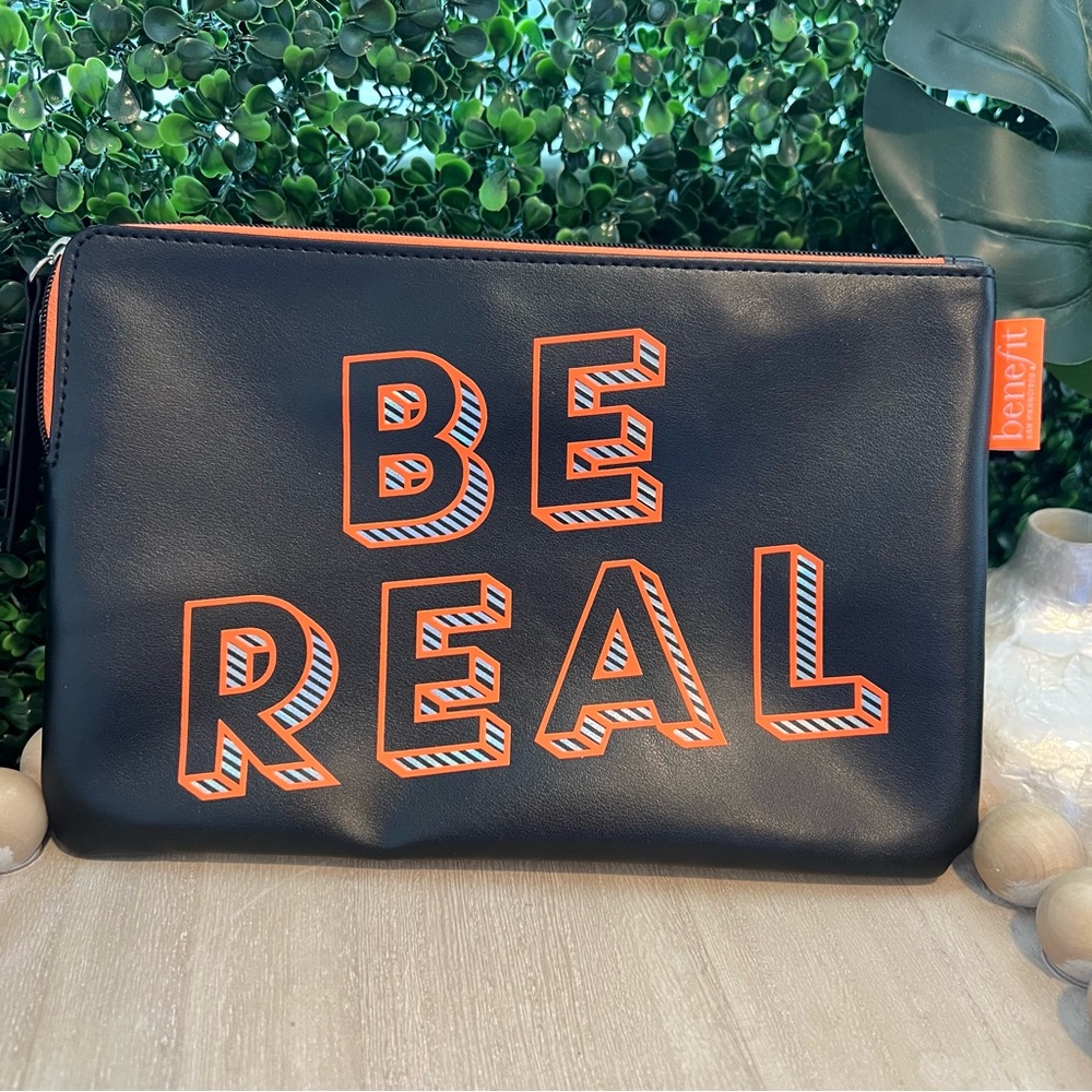 New Benefit Cosmetics Be Real Graphic Makeup Bag Pouch | Compact | Vanity Kit